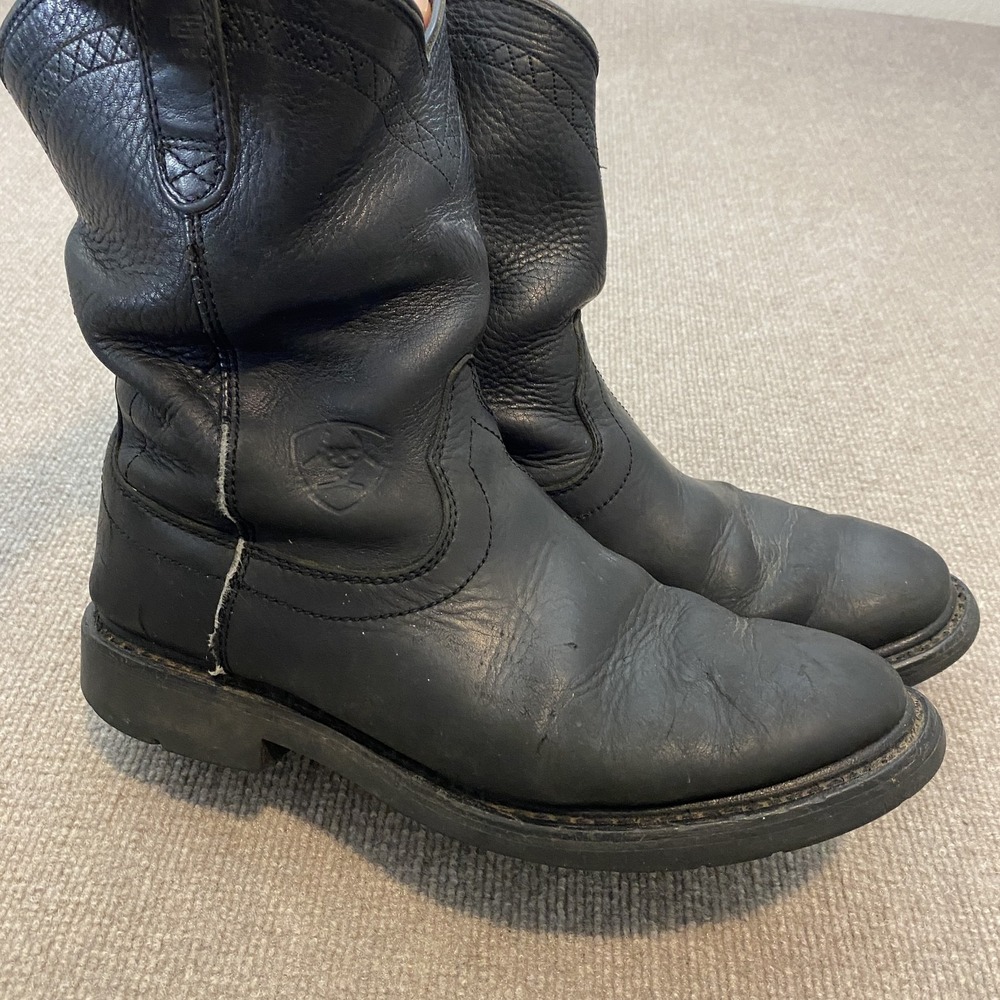 Ariat Boots Mens Size 10.5 EE Black Leather Western Pull On Work 10002422